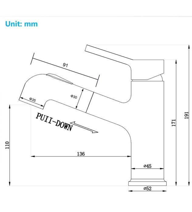 ONECE Torneira de cozinha ou casa de banho expansiva com 2 modos
