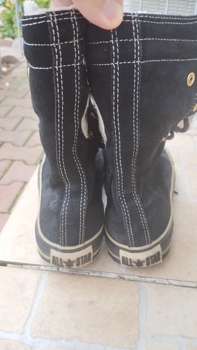 Trampki Converse damskie czarne zimowe z futerkiem barankiem oryginał