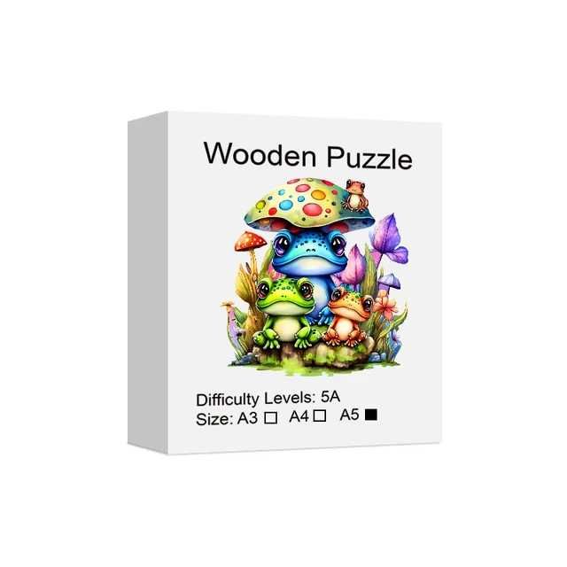 Puzzle Drewniane Układanka dla Dzieci Gra Logiczna A5 żaby 70 szt
