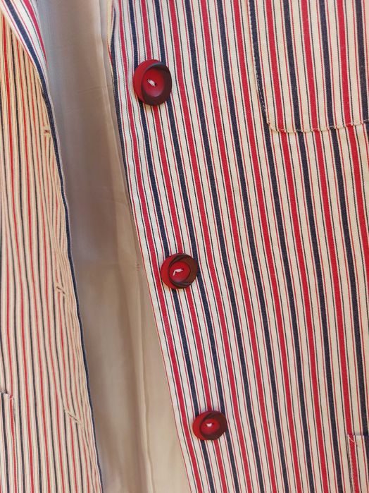 letnia marynarska elegancka jasna marynarka retro w paski navy naval