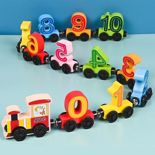 Дерев'яний магнітний потяг з цифрами