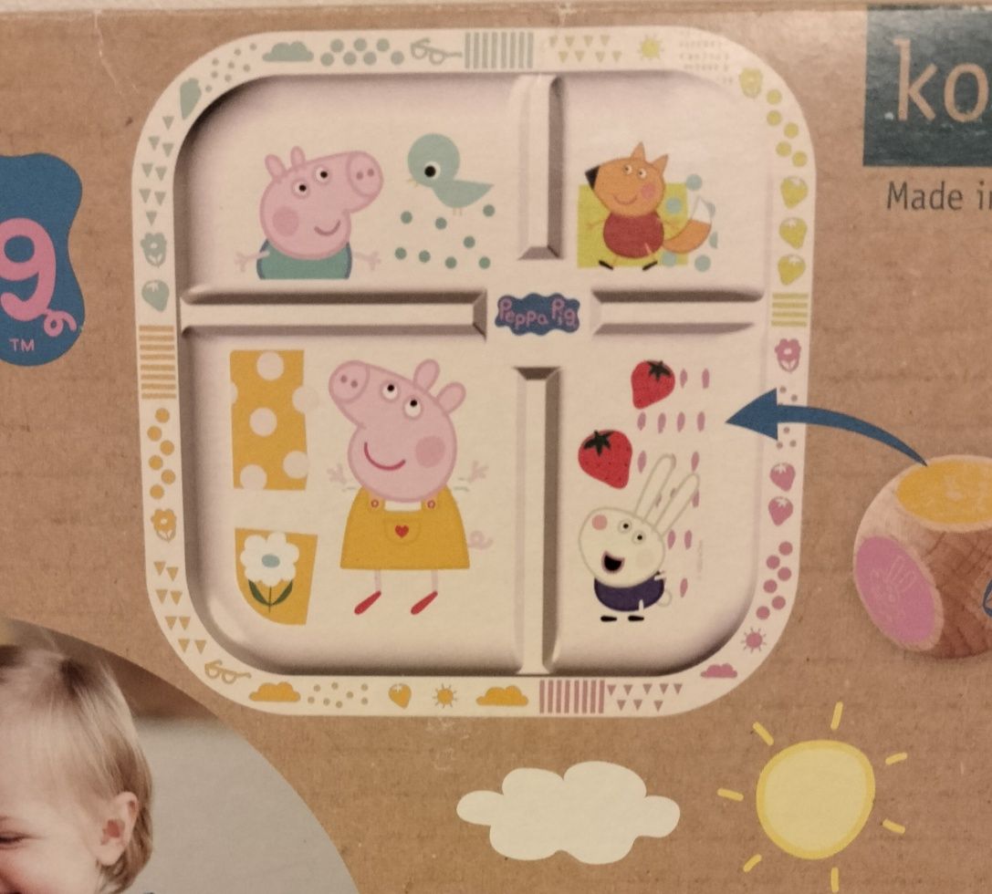Talerzyk Koziol Easy Eater z podziałką i kostką losującą Świnka Peppa