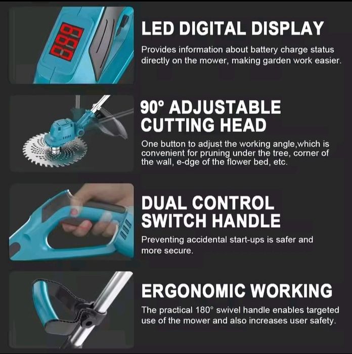 Roçadora Grande a Bateria C/ 2 Baterias Tipo Makita