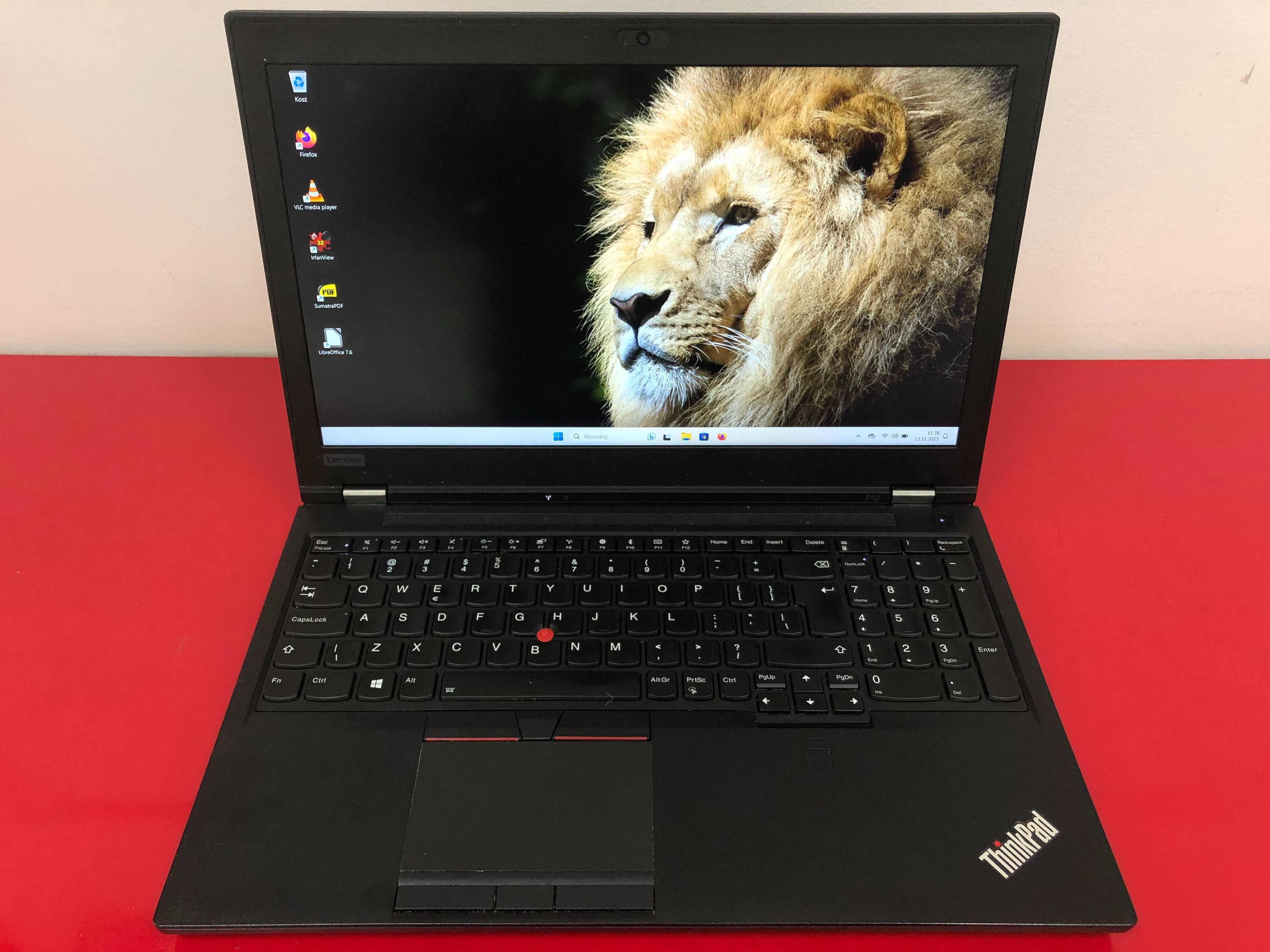 Wydajny Lenovo ThinkPad P52 15" i7-8gen 64GB 512SSD nVidia IPS Full HD