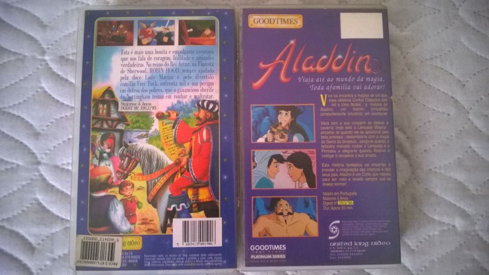 VHS Aladdin e Robin Hood dobrados em português de Portugal