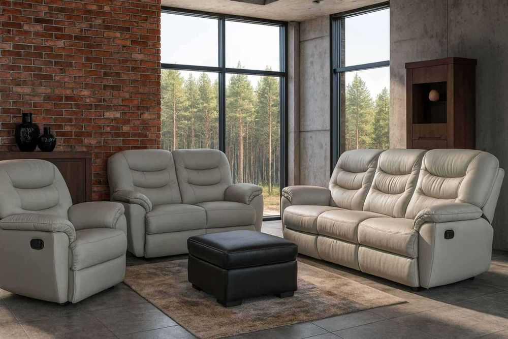 Komplet Tania II 3-2-1 – elegancja i trwałość w 100% skórze