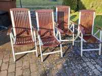 4 Krzesła ogrodowe składane drewniane metalowe