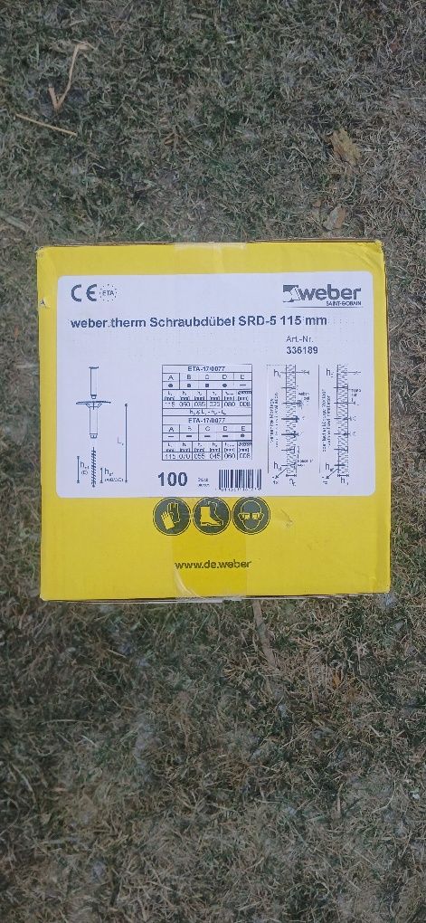 Kołek rozporowy na wkret srd - 5 torx welna styropian