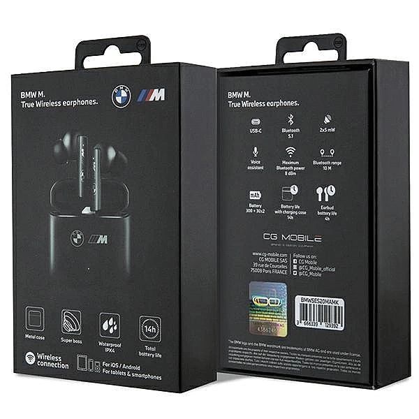 Słuchawki Bluetooth BMW M Collection TWS + stacja dokująca - czarne