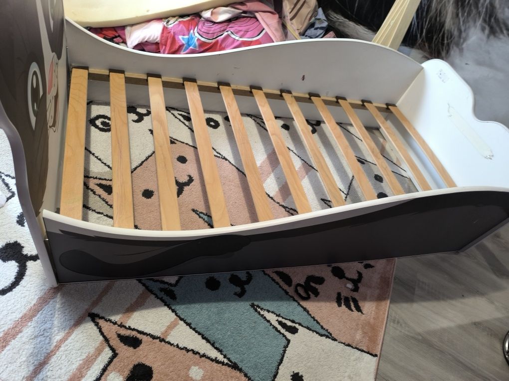 Łóżko dziecięce szary kotek 160x 80 materac