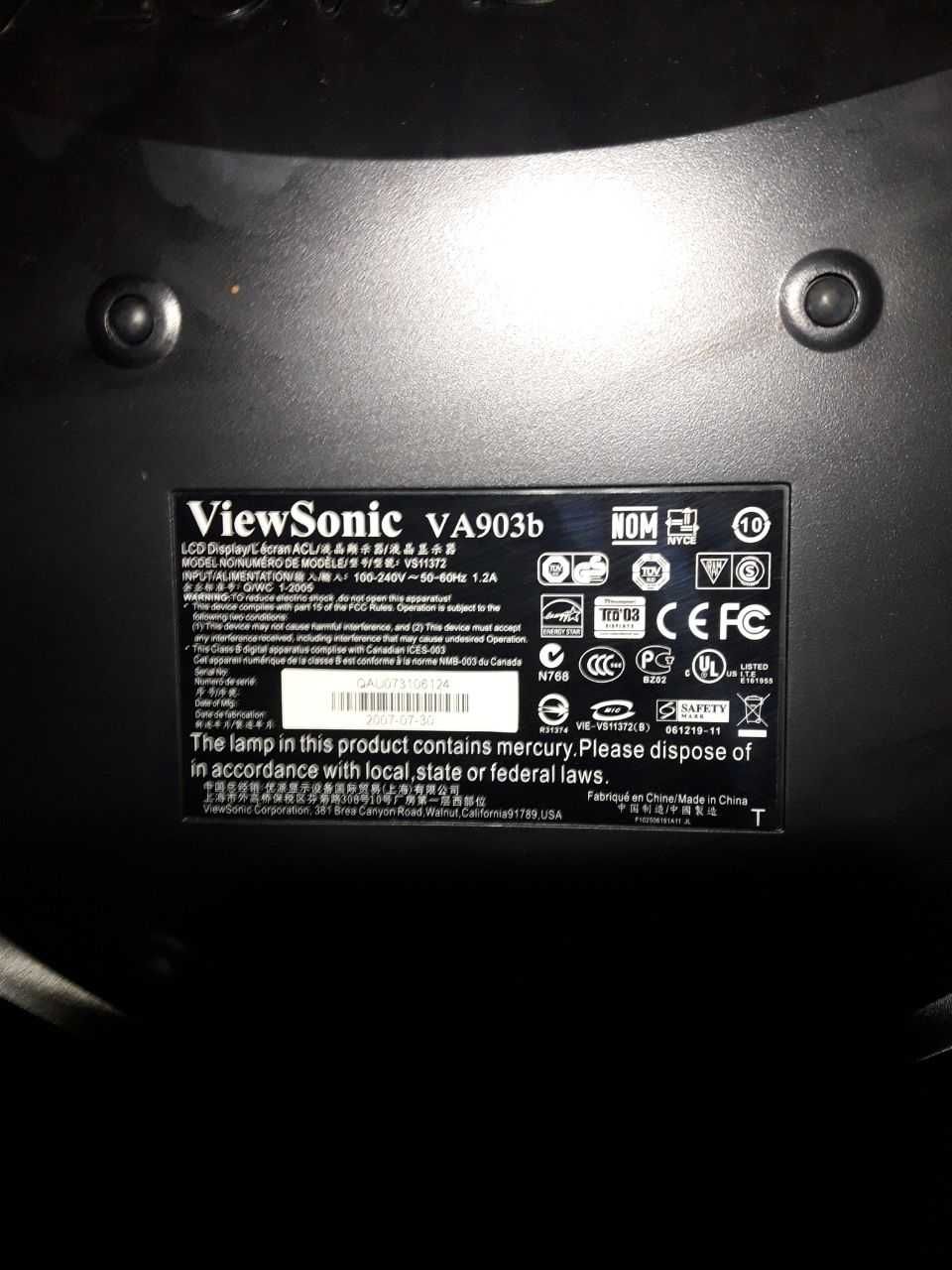 Монитор ViewSonic903b На запчасти