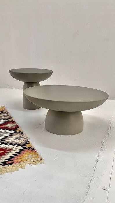 stolik kawowy boczny nocny okrągły pomocnik z mikrocementu