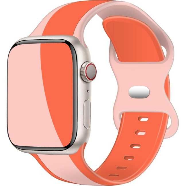 Silikonowy pasek do zegarka Apple Watch pomarańczowo-różowy TopPerfekt