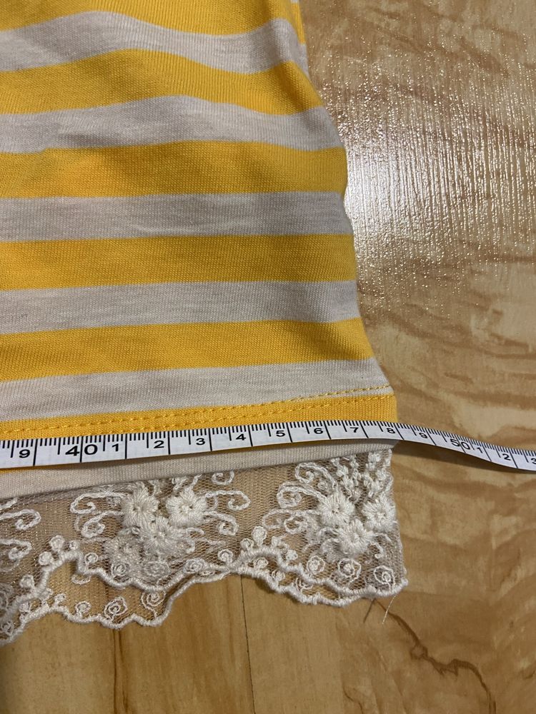 Walkiki 156/ 158 cm żółta biała nowa jeleń bluzka bawełna Vintage