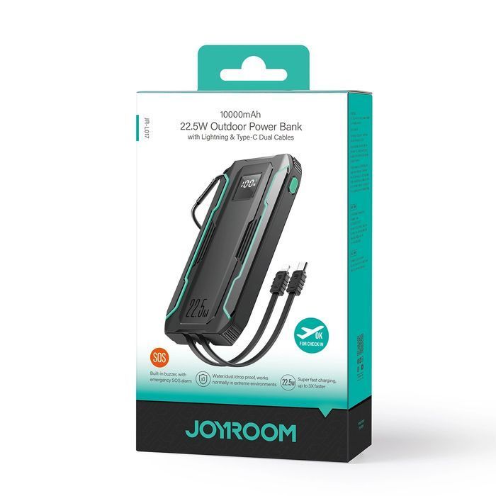 Powerbank Joyroom JR-L017 22.5W 10000mAh z wbudowanymi kablami USB-C /