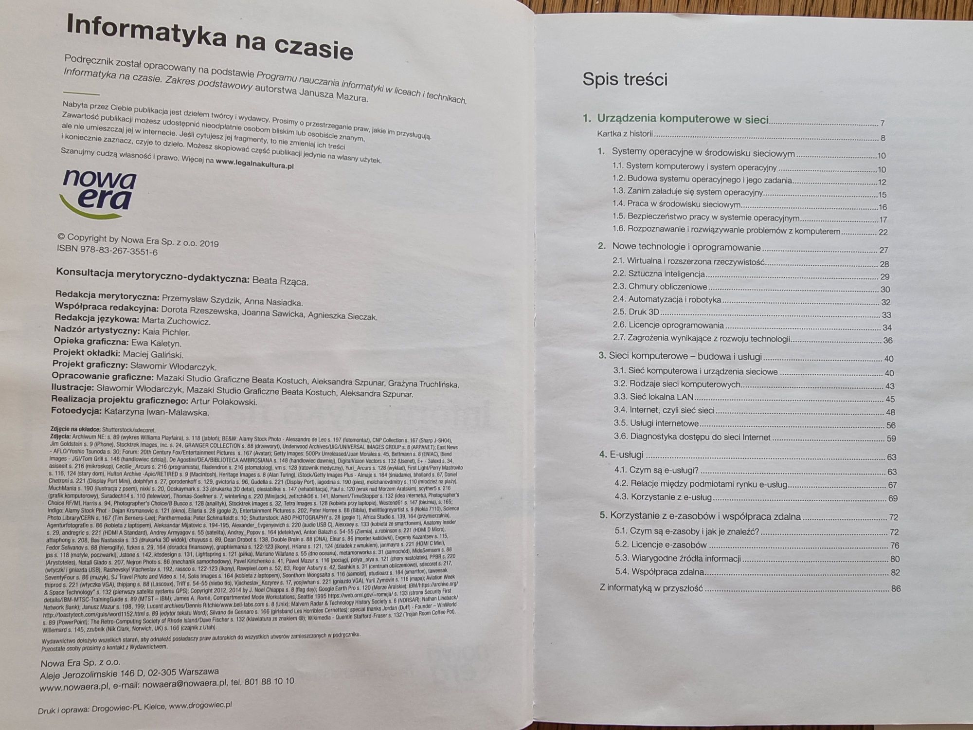 Informatyka na czasie. klasa 1, zakres podstawowy, Nowa Era