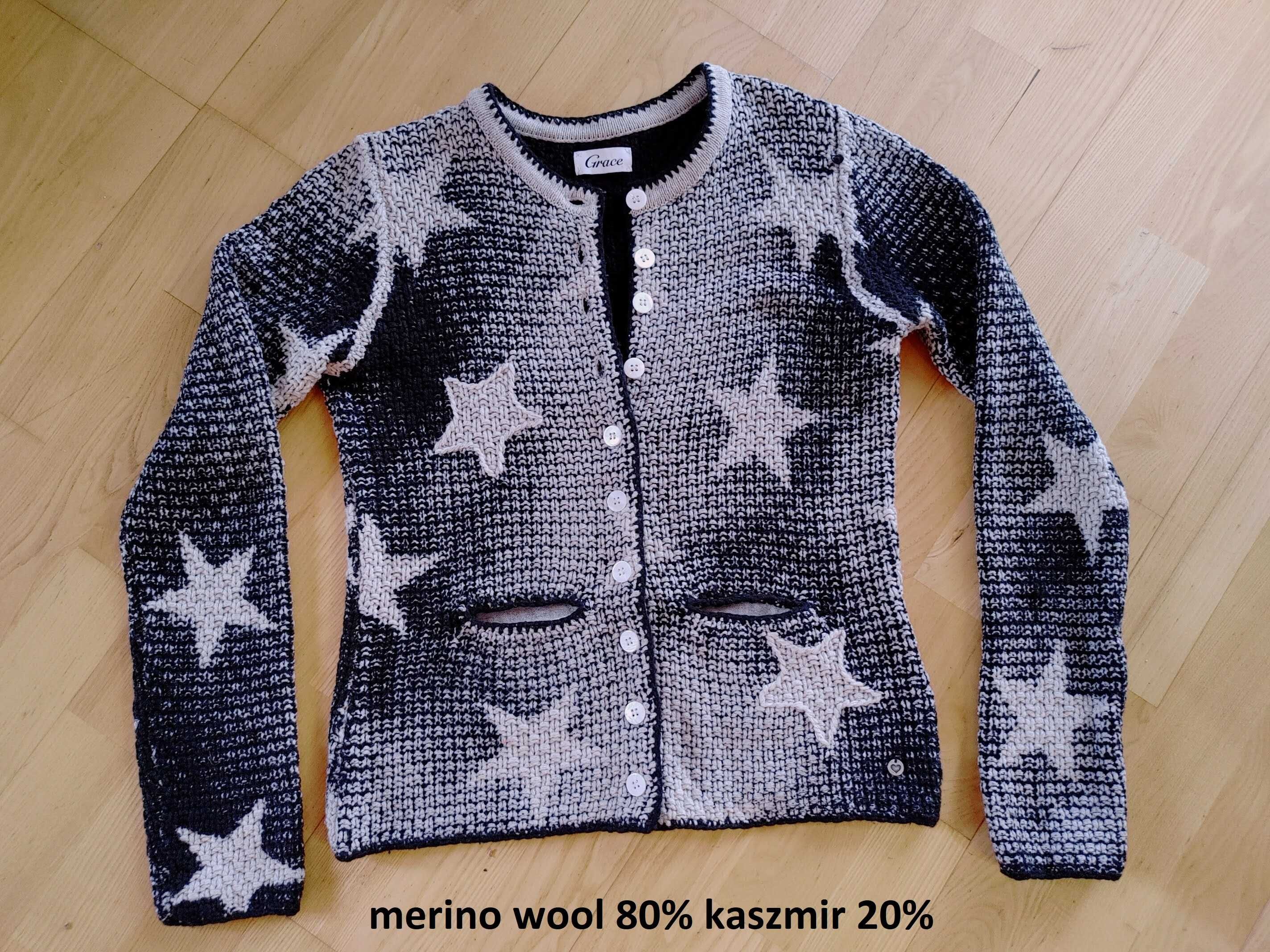 Świetny sweter Grace r. L_merino wool i kaszmir