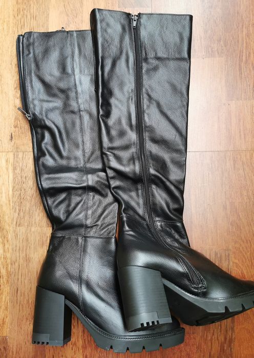 Buty zimowe damskie kozaki OLEKSY skóra naturalna