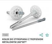 Kołki do styropuanu z trzpieniem metaliwym 260*MT