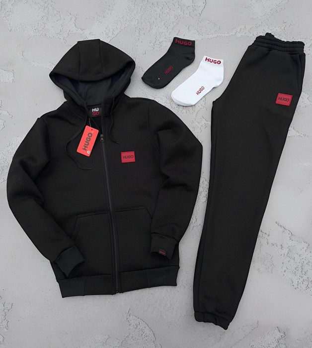 Теплий костюм HUGO, зимовий трьохнитка фліс/чоловічий S-XXL +подарунок