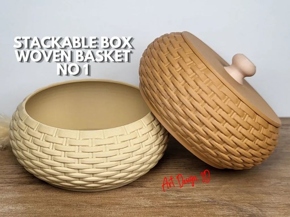 Caixa de Joias Empilhável 'Woven Basket No 1' com Tampa e Puxador