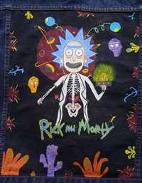 Ręcznie Malowana Kurtka Jeansowa Rick and Morty