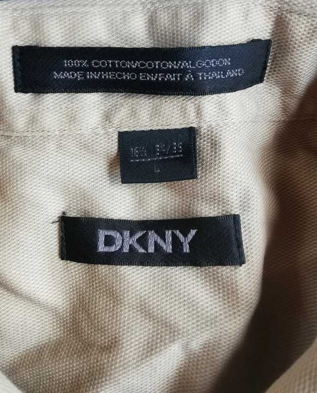 Koszula męska DKNY beżowa camel brązowa rozmiar L 100%bawełna