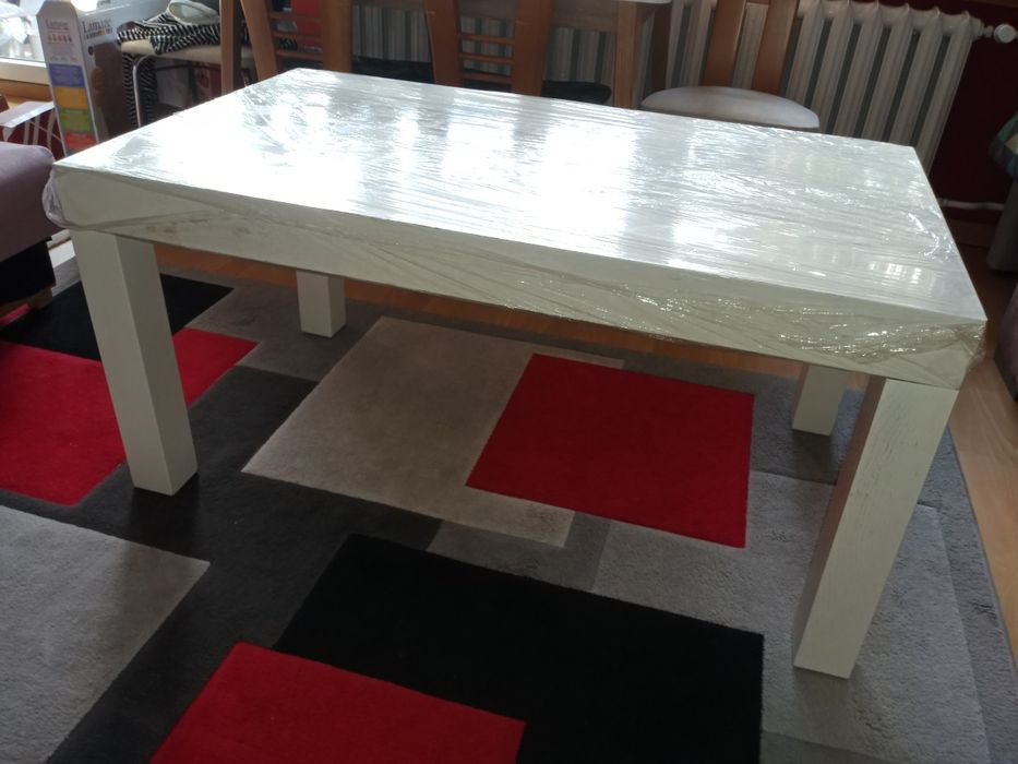 Ława dębowa biała 120x70, 58 h