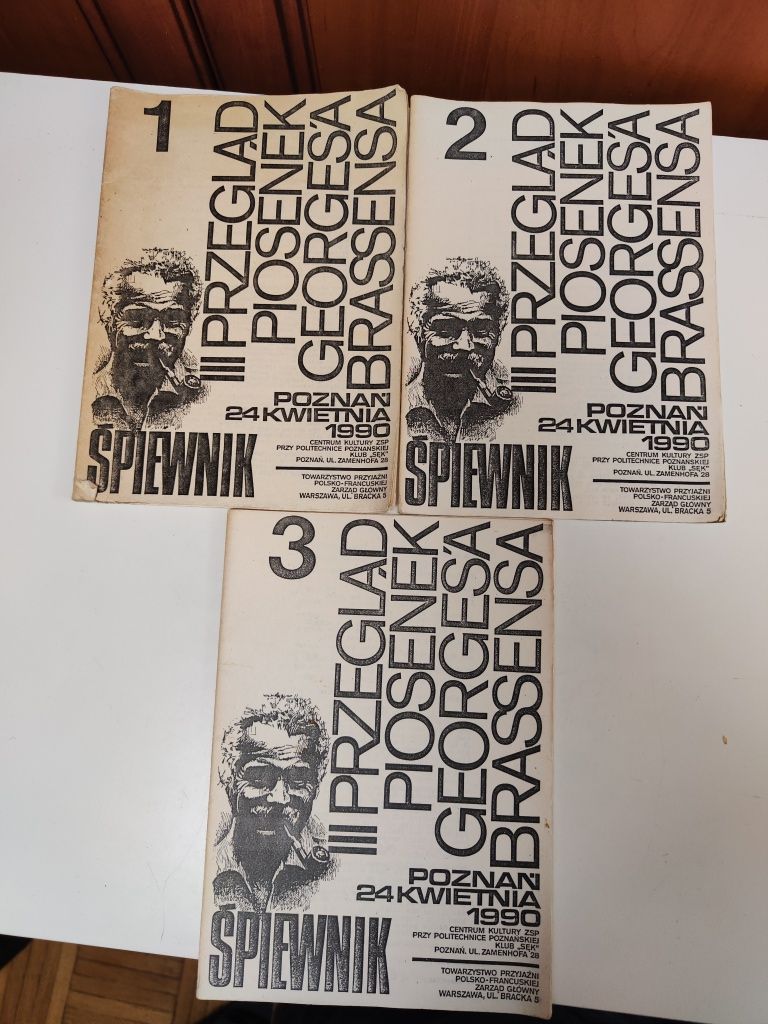 III Przegląd piosenek Georges'a Brassensa Śpiewnik 1990 tom 1, 2 i 3 "