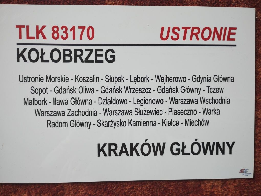 PKP plastikowa dwustronna tablica relacyjna, IC Ustronie