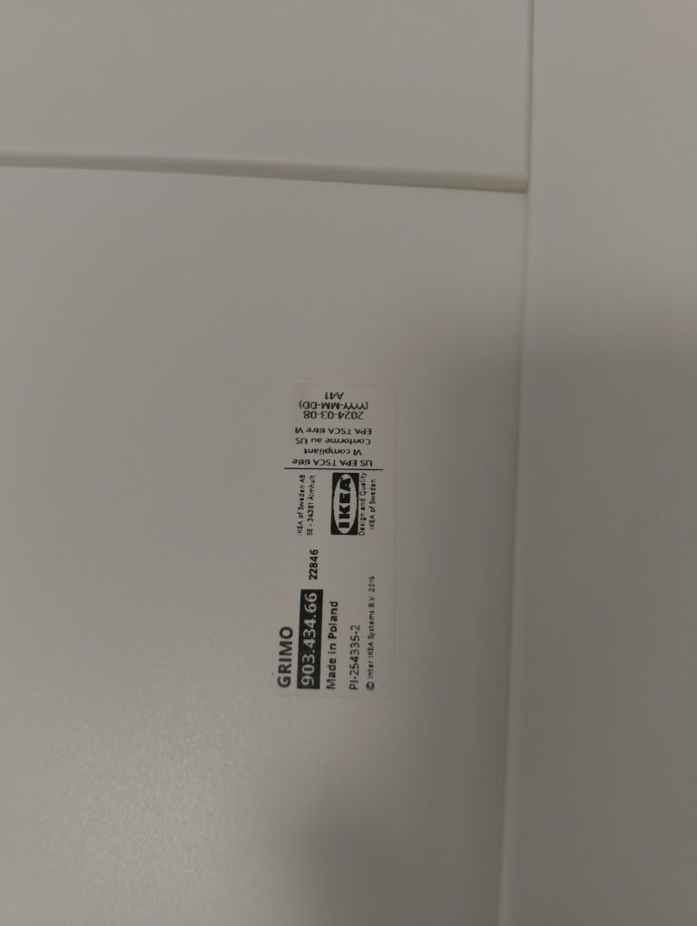 Front Grimo do szafy Pax, Ikea Biały + zawiasy + uchwyt