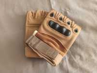 Мужские перчатки тактические без пальцев для военных Песочные