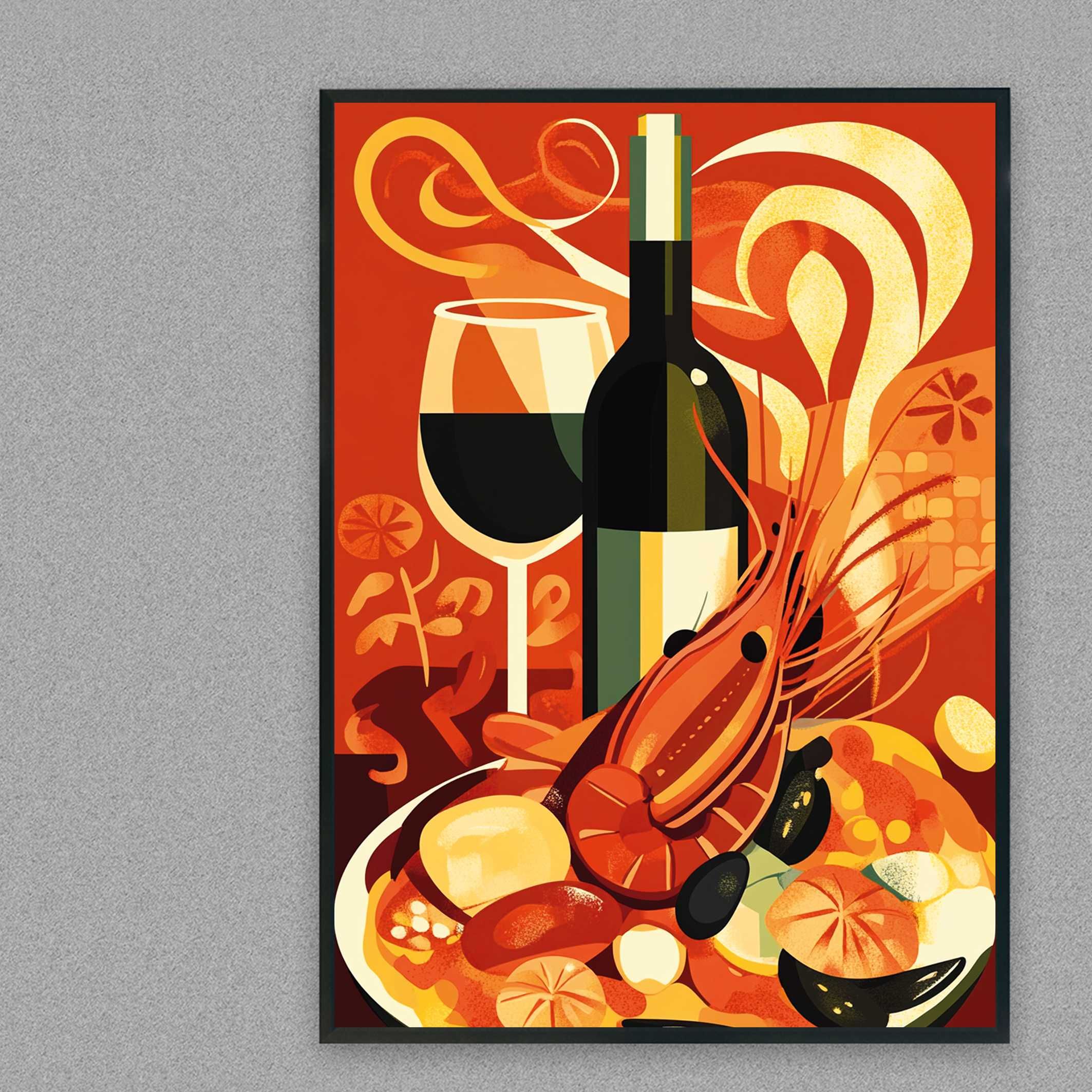 plakat reklamowy owoce morze do restauracji i baru, owoce morza plakat