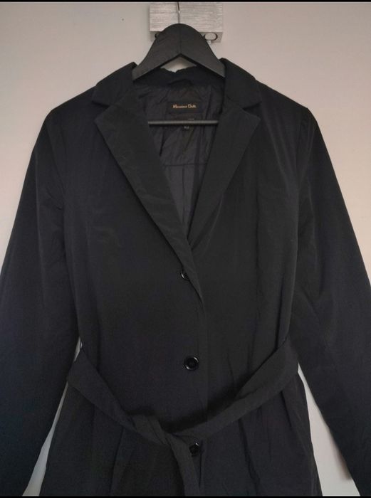 Massimo Dutti czarny trencz płaszcz jesienny prochowiec r. S