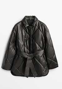 Кожаная утепленная куртка Massimo Dutti