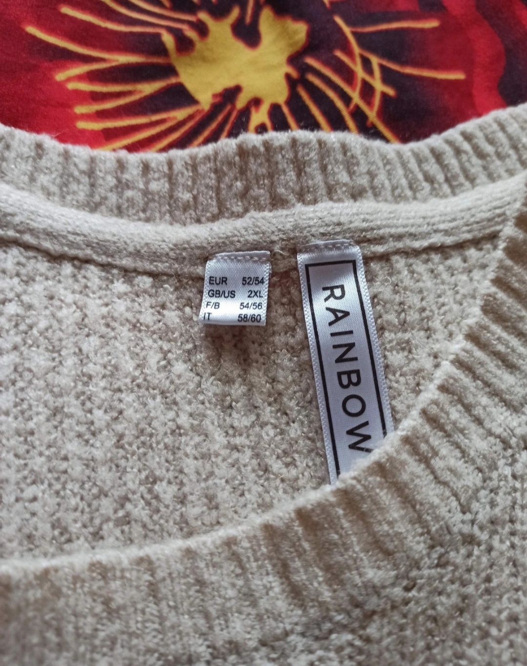 Beżowy sweter damski 52/54 Bonprix Rainbow plus size