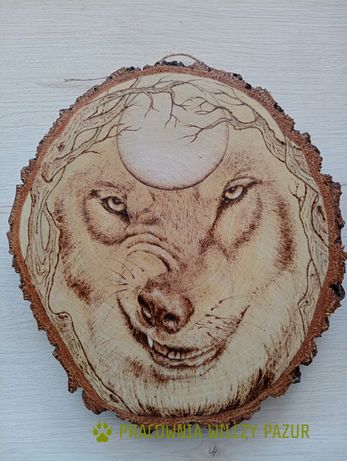 Wilk - obrazek na drewnie, ozdoba drewniana, rystykalny obraz