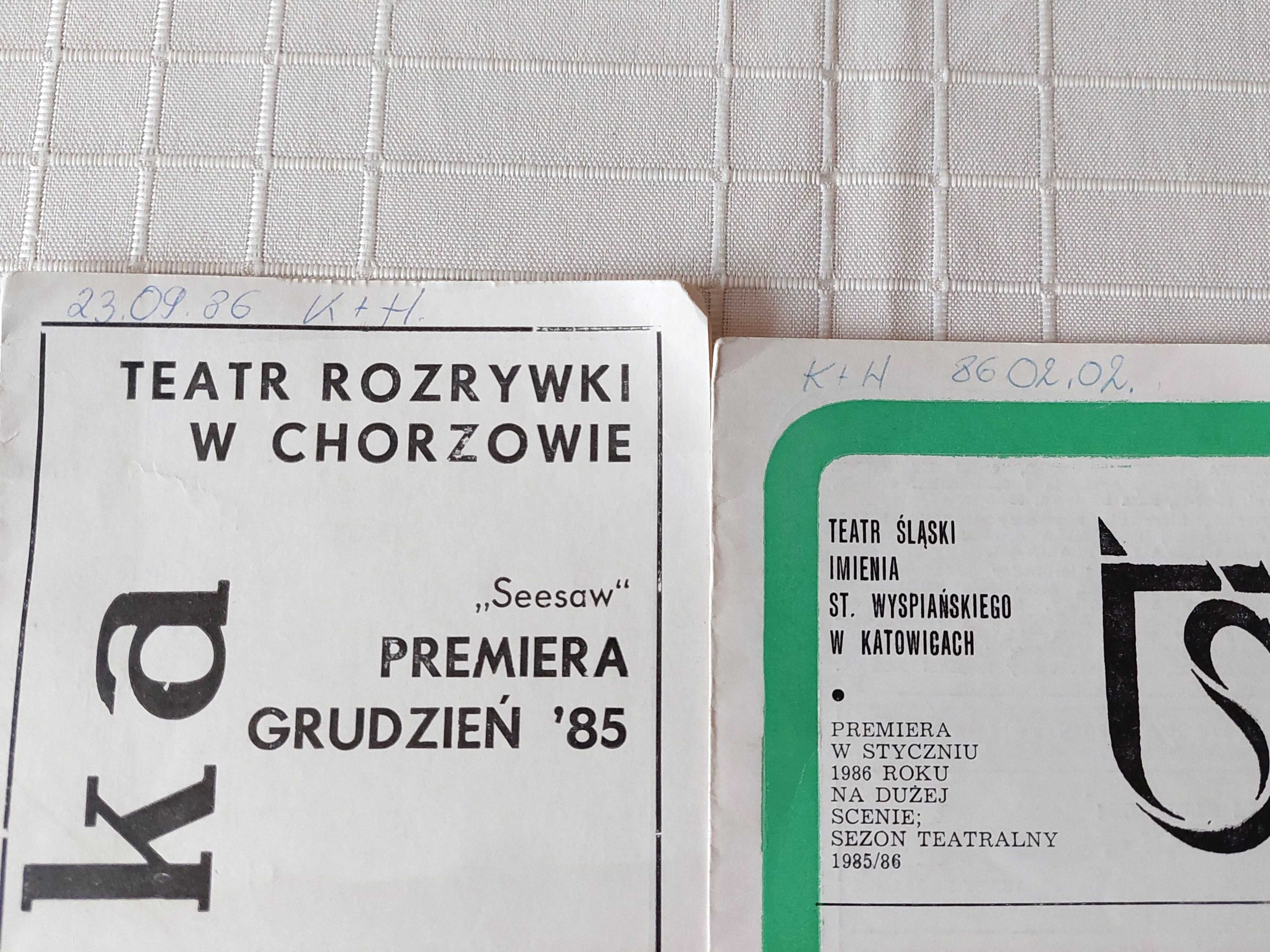 Ulotki / programy wydarzeń kulturalnych z lat 70. i 80.