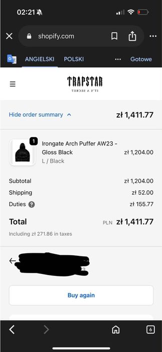 Kurtka Trapstar irongate arch puffer