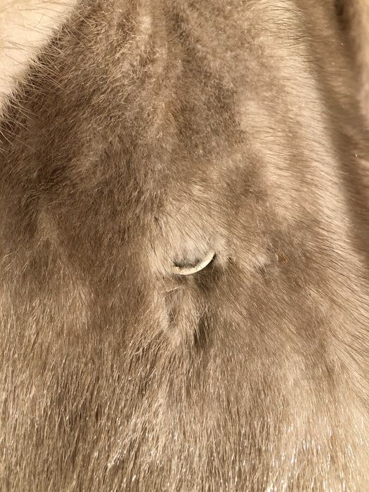 Piękne Naturalne Futro z Norek Ecru Kurtka Zimowa Luksusowa Kożuch