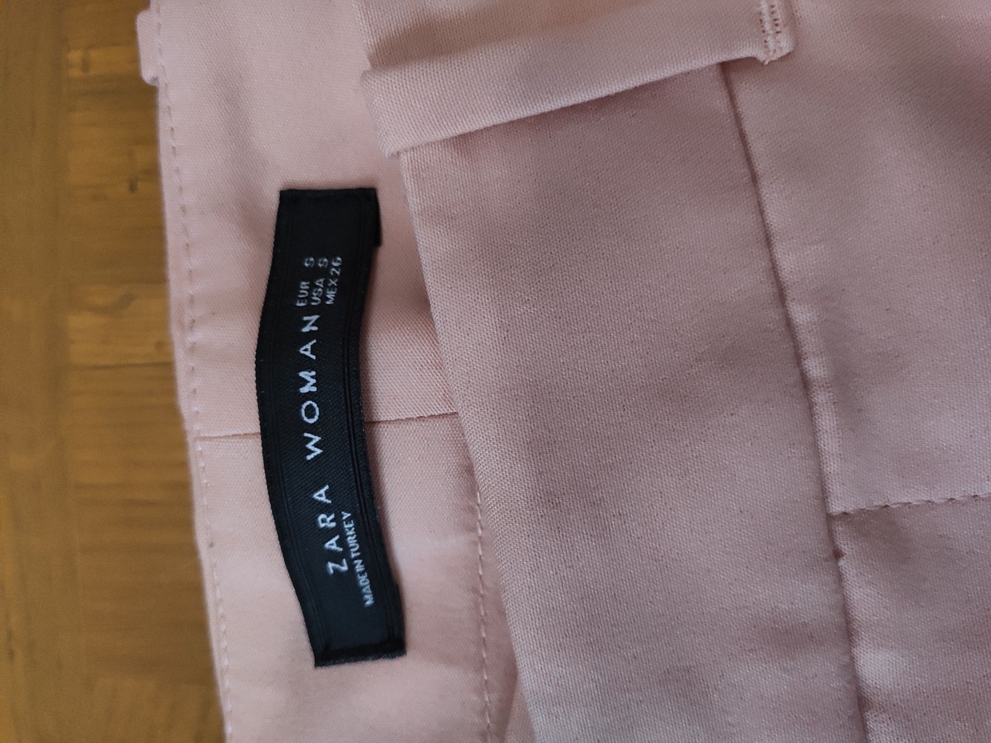 Spodnie pudrowy róż Zara S eleganckie