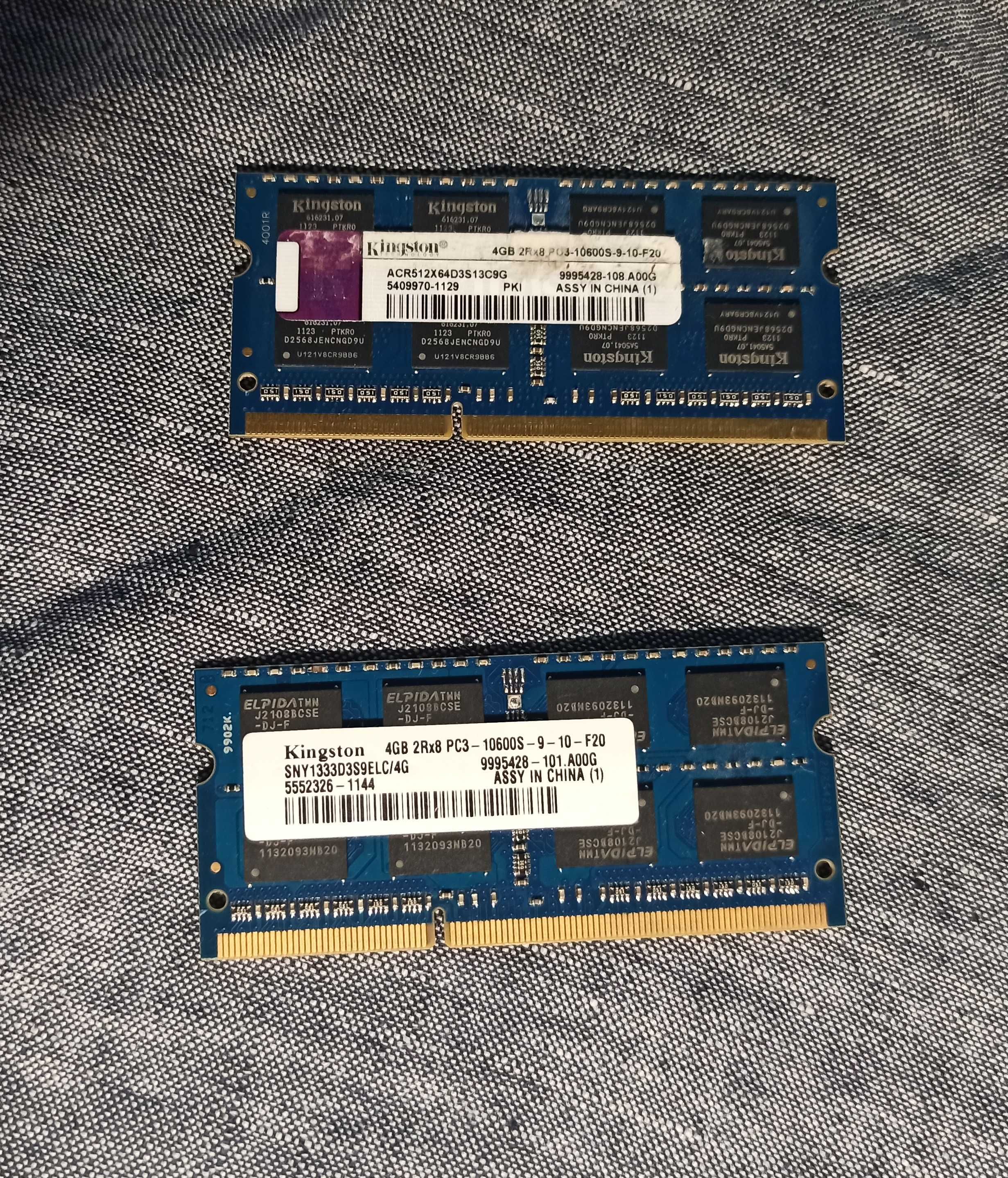 Два модуля ОЗУ DDR3 по 4Gb, оперативная память для ноутбука