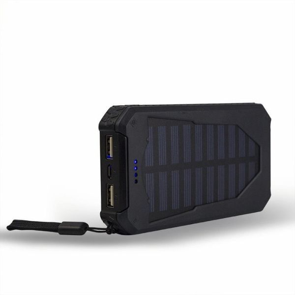 Power Bank Carregador a energia solar e USB 20000 mAh e Led lanterna