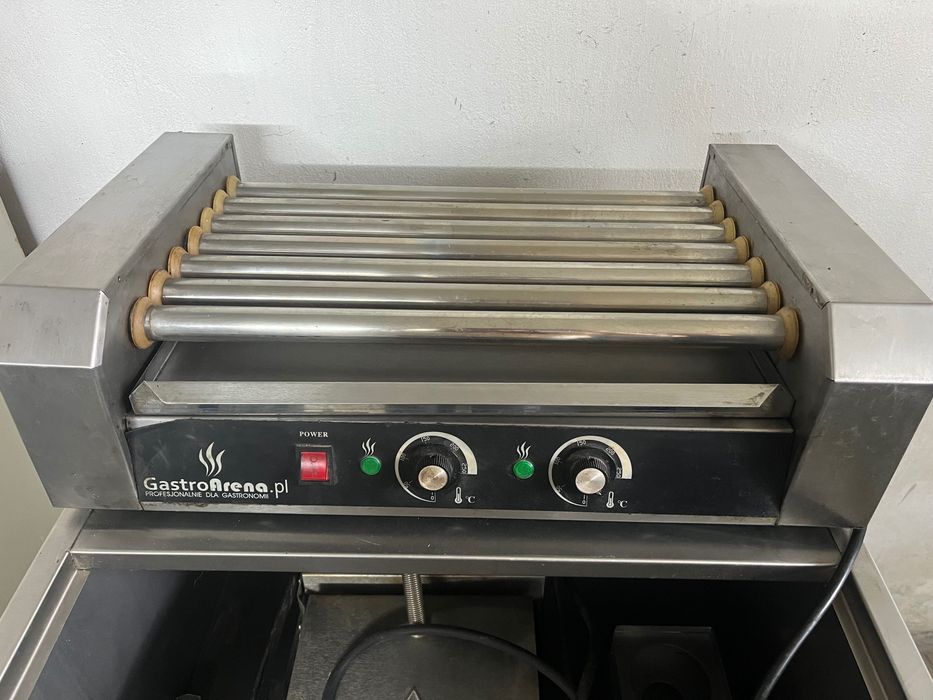 Stanowisko do hot dogów Grill, roller do hot-dogów, stojak na sosy.