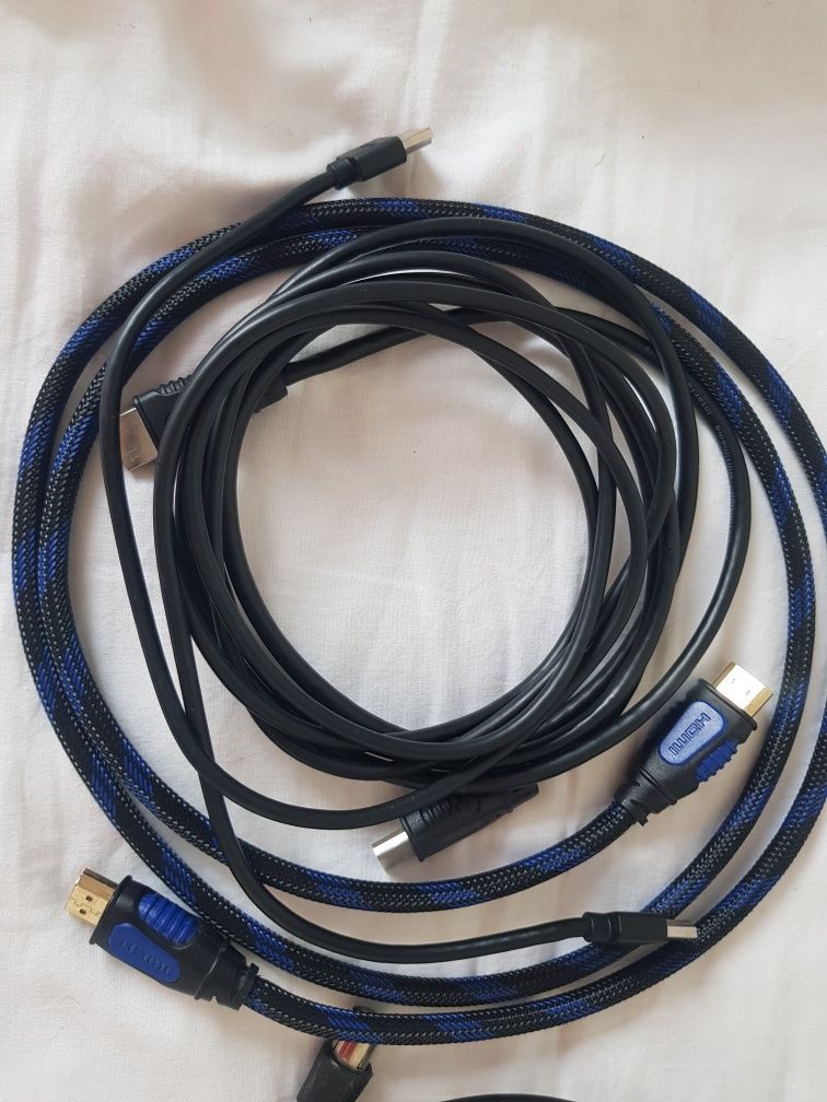 Zestaw kabli HDMI TV Ethernet Monitor i części PC