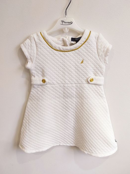 Biała elegancka dzianinowa sukienka krótki rękaw / na chrzest