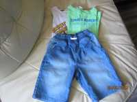 Komplecik dla chłopca 128 /spodenki jeansowe krótkie + koszulka