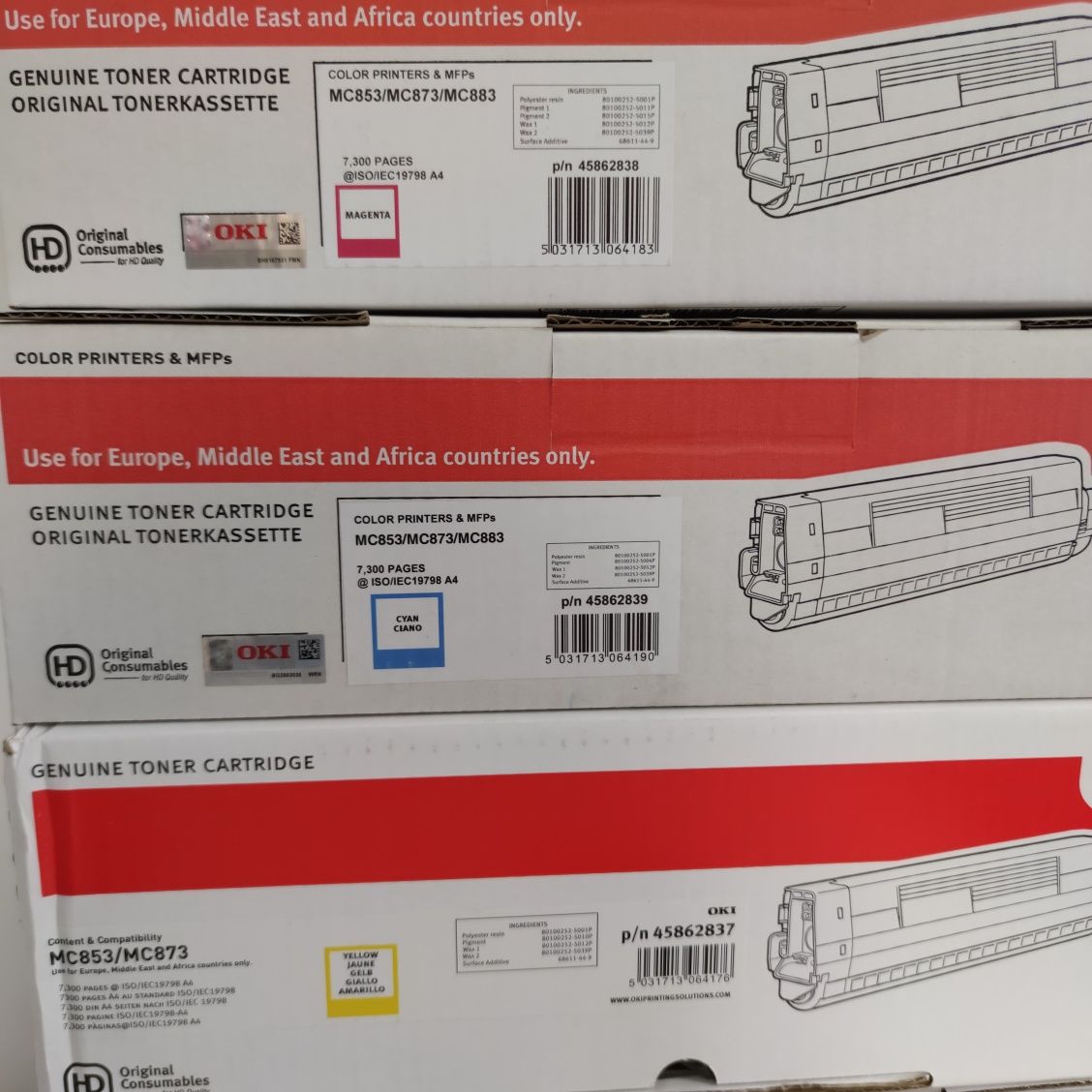 Toner tonery oki mc853 oryginalny oryginał mc873 mc883 używany zużyty