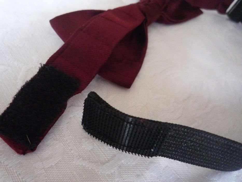 Винтаж галстук бабочка, регулируемый на липучке, бордо марсала унисекс