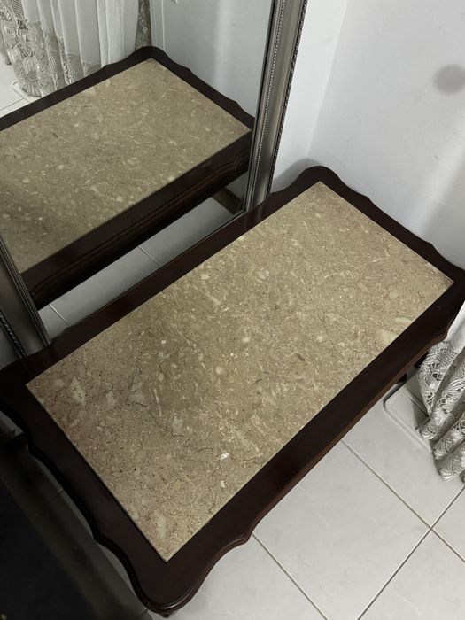 Mesa de centro madeira e marmore